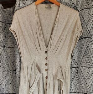Linen Blend Button-Down Dress